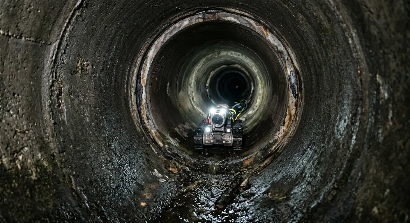 Robotic sewer camera inspecting pipe interior for Sewer Line Repair in Lewistown